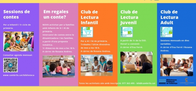 La Biblioteca de Cambrils engega el curs amb noves activitats i obre les inscripcions als plans de lectura. La Biblioteca de Cambrils engega el curs amb noves activitats i obre les inscripcions als plans de lectura.